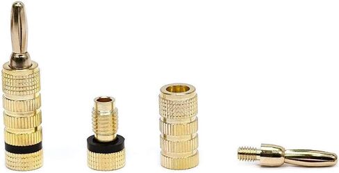 Monoprice Right Angle Banana Plugs - For 12-18AWG Speaker Wire, Color Coded, Screw Type, 24k Gold Plated in Saudi Arabia