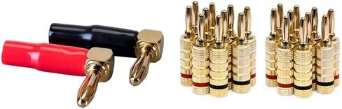 Monoprice Right Angle Banana Plugs - For 12-18AWG Speaker Wire, Color Coded, Screw Type, 24k Gold Plated in Saudi Arabia