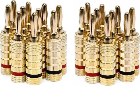Monoprice Right Angle Banana Plugs - For 12-18AWG Speaker Wire, Color Coded, Screw Type, 24k Gold Plated in Saudi Arabia