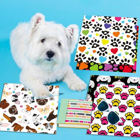 VIVIQUEN 24 حزمة لطيف جرو مخلب نمط ورقة على الوجهين، 12 بوصة لطيف يأجوج محكم القصاصات ورقة ورق الحرف مطوية مسطحة لبطاقة خلفية DIY صنع سجل القصاصات ألبوم الصور ديكور in Kuwait