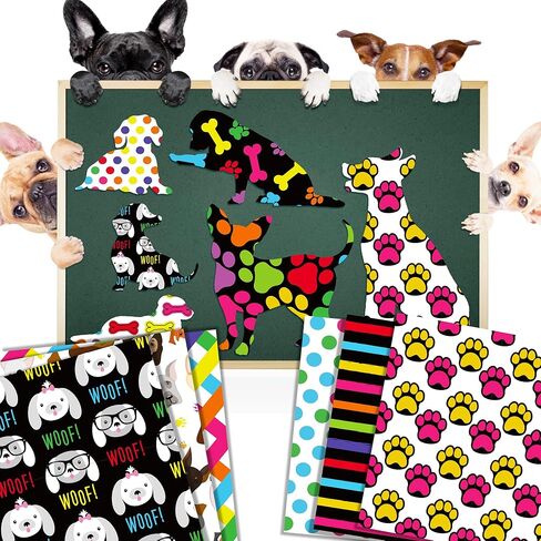 VIVIQUEN 24 حزمة لطيف جرو مخلب نمط ورقة على الوجهين، 12 بوصة لطيف يأجوج محكم القصاصات ورقة ورق الحرف مطوية مسطحة لبطاقة خلفية DIY صنع سجل القصاصات ألبوم الصور ديكور in Kuwait