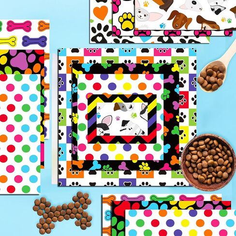 VIVIQUEN 24 حزمة لطيف جرو مخلب نمط ورقة على الوجهين، 12 بوصة لطيف يأجوج محكم القصاصات ورقة ورق الحرف مطوية مسطحة لبطاقة خلفية DIY صنع سجل القصاصات ألبوم الصور ديكور in Kuwait