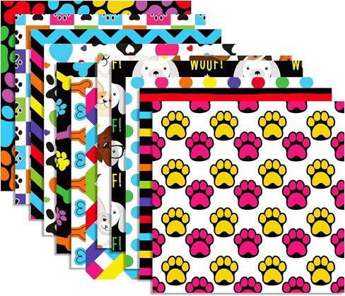 VIVIQUEN 24 حزمة لطيف جرو مخلب نمط ورقة على الوجهين، 12 بوصة لطيف يأجوج محكم القصاصات ورقة ورق الحرف مطوية مسطحة لبطاقة خلفية DIY صنع سجل القصاصات ألبوم الصور ديكور in Kuwait