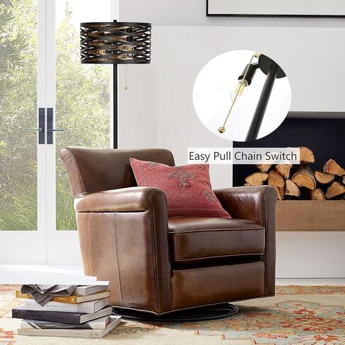 Industrial Floor Lamp for Living Room Black Standing Lamp Farmhouse Stand Up Lamp with Pull Chain Switch Tall Lamp for Bedroom Home Decor Vintage Rustic Unique Pole Lamps, Dual E12 Bulbs Included in Saudi Arabia