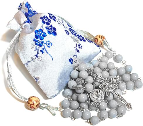 Rosary Beads Chaplet H Grey Artificial Crystal Glass Rosery Cross Catholic gifts in Saudi Arabia