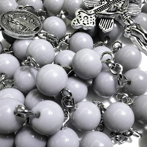 Rosary Beads Chaplet H Grey Artificial Crystal Glass Rosery Cross Catholic gifts in Saudi Arabia