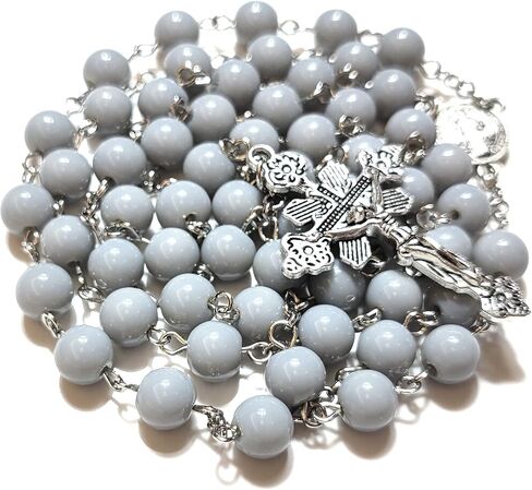 Rosary Beads Chaplet H Grey Artificial Crystal Glass Rosery Cross Catholic gifts in Saudi Arabia
