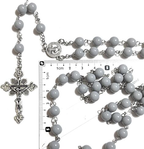 Rosary Beads Chaplet H Grey Artificial Crystal Glass Rosery Cross Catholic gifts in Saudi Arabia