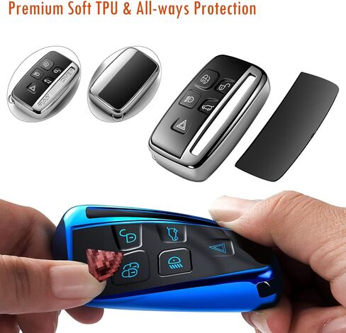 Compatilbe with Range Rover Key Fob Cover, for Evoque Velar Discovery LR4 model, Compatible with Jaguar XF XJ XE F-PACE F-Type Key Shell, Blue in Saudi Arabia