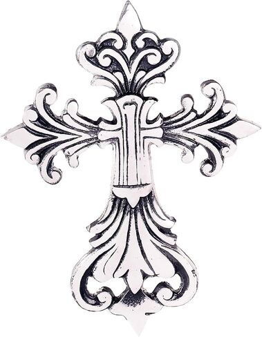 Ardour Metal Decorative Wall Cross Metal Spiritual Decorations for Home Religious Hanging Cross Wall Decor 9 x 6.5 Inches - Blue in Saudi Arabia