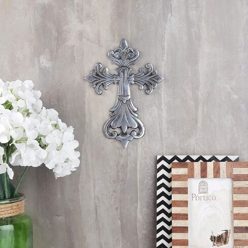 Ardour Metal Decorative Wall Cross Metal Spiritual Decorations for Home Religious Hanging Cross Wall Decor 9 x 6.5 Inches - Blue in Saudi Arabia
