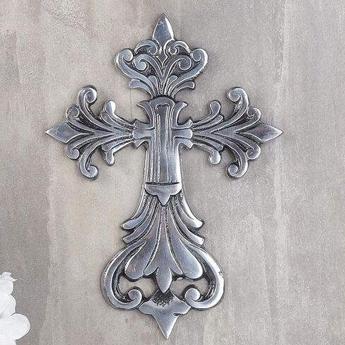 Ardour Metal Decorative Wall Cross Metal Spiritual Decorations for Home Religious Hanging Cross Wall Decor 9 x 6.5 Inches - Blue in Saudi Arabia