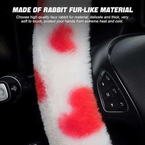 مجموعة من 3 قطع من أغطية عجلة القيادة المنفوشة، واقي عجلة القيادة من فرو الأرنب الصناعي، غطاء فرامل اليد وناقل الحركة، شتاء ناعم دافئ للنساء والفتيات، ملحقات داخلية للسيارة لمعظم السيارات (أخضر) in Kuwait