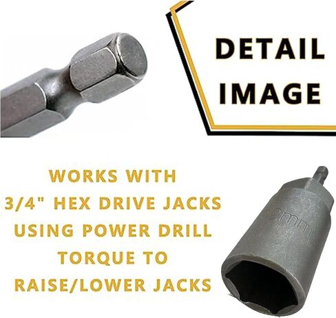 محول مثقاب مقبس RV-Jacks للتسوية مع أدوات ساق سداسية سريعة التوصيل 1/4، يعمل مع جميع مقابس المحرك السداسية 3/4 أو 19 مم، مجموعة لقم مفك صامولة الطاقة قطعتين CQSPMOTO in Saudi Arabia
