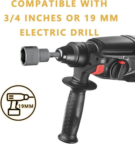 محول مثقاب مقبس RV-Jacks للتسوية مع أدوات ساق سداسية سريعة التوصيل 1/4، يعمل مع جميع مقابس المحرك السداسية 3/4 أو 19 مم، مجموعة لقم مفك صامولة الطاقة قطعتين CQSPMOTO in Saudi Arabia