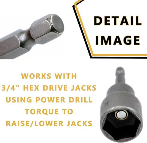 محول مثقاب مقبس RV-Jacks للتسوية مع أدوات ساق سداسية سريعة التوصيل 1/4، يعمل مع جميع مقابس المحرك السداسية 3/4 أو 19 مم، مجموعة لقم مفك صامولة الطاقة قطعتين CQSPMOTO in Saudi Arabia