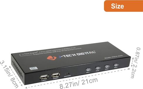 HDMI KVM Switch 4 Ports 4K@60Hz 4:2:0 by J-Tech Digital with HDMI and USB Cables Support Quick Switch USB 2.0 Hub HotKey Push Button Wired Desktop Controller Auto Scan (JTECH-KV41) in Saudi Arabia