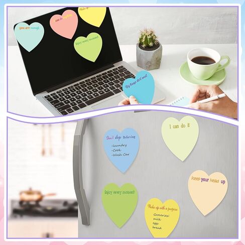 Teling 24 Pcs Heart Sticky Notes 3 x 3 Inch Heart Shape Sticky Inspirational Red Notepads Appreciation Gifts Bulk for School Office Supplies(Bright,Motivational) in Saudi Arabia