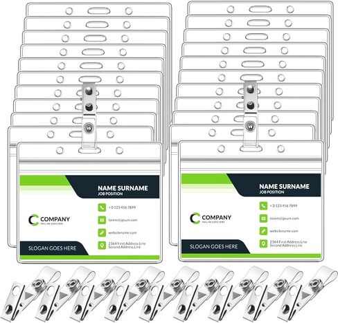 120 Sets Name Tags Holder with Clips, Clear Name Tags Waterproof Name Badge Holders Horizontal Badge Holder with Metal Clips for Students Teachers Workers in Saudi Arabia
