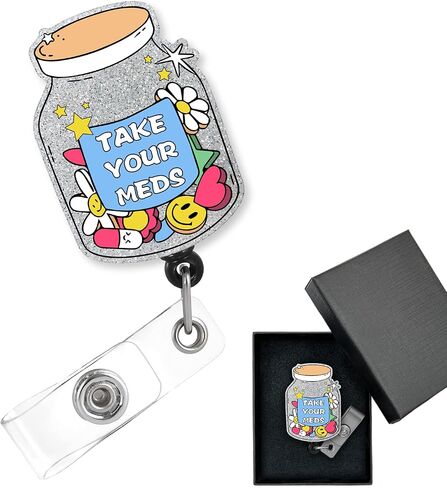 Take Your Meds Funny Pharmacy Pharmacist Retractable Badge Reel with Alligator Clip, for Nurse Doctor ICU ER Nursing Student Teacher Doctor RN LPN Nursing Work Supplies,YXZ046 in Saudi Arabia
