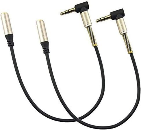 Seadream 2PACK 10 inch 3-Pole 3.5mm Steel Spring Relief Right Angle 90 Degree to 3.5mm Female Stereo Audio Cable Headset Extension Cable Replacement for Beats Dr. Dre Studio iPhone in Saudi Arabia