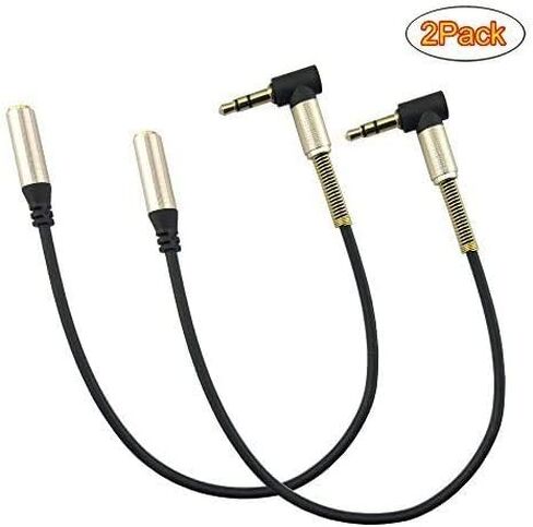 Seadream 2PACK 10 inch 3-Pole 3.5mm Steel Spring Relief Right Angle 90 Degree to 3.5mm Female Stereo Audio Cable Headset Extension Cable Replacement for Beats Dr. Dre Studio iPhone in Saudi Arabia