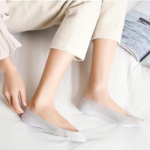 6 أزواج من الجوارب النسائية المصنوعة من النايلون، غير قابلة للانزلاق، جوارب رقيقة غير قابلة للانزلاق، جوارب مخفية غير مرئية للشقق المسطحة القابلة للتنفس، جوارب قارب منخفضة القطع 2 أسود 2 عاري 2 رمادي in Kuwait