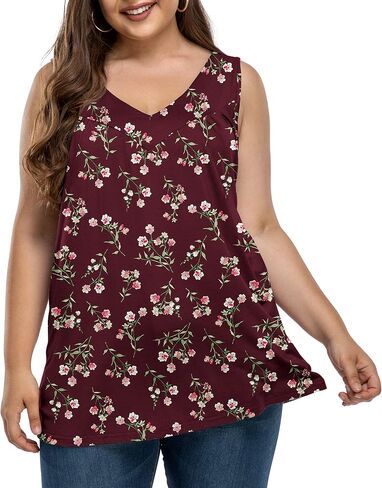 AYIFU Womens Plus Size Tunic Tank Tops Sleeveless Pleated Front V Neck Shirts in Saudi Arabia