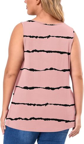 AYIFU Womens Plus Size Tunic Tank Tops Sleeveless Pleated Front V Neck Shirts in Saudi Arabia