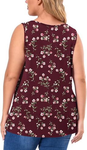 AYIFU Womens Plus Size Tunic Tank Tops Sleeveless Pleated Front V Neck Shirts in Saudi Arabia
