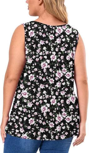 AYIFU Womens Plus Size Tunic Tank Tops Sleeveless Pleated Front V Neck Shirts in Saudi Arabia