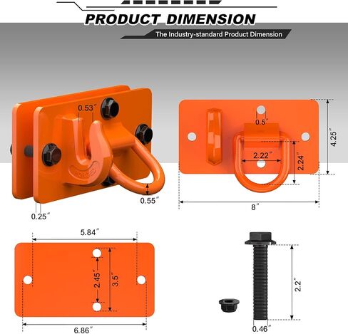 2 Pack Tractor Bucket Hooks with Tie Down Ring, Grade 70 Forged Steel Bolt On Grab Hook Tow Hook Mount with Backer Plate, Work Well for Tractor Bucket, RV, UTV, Truck, Max 15,000 lbs Black in Saudi Arabia