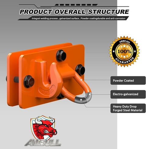 2 Pack Tractor Bucket Hooks with Tie Down Ring, Grade 70 Forged Steel Bolt On Grab Hook Tow Hook Mount with Backer Plate, Work Well for Tractor Bucket, RV, UTV, Truck, Max 15,000 lbs Black in Saudi Arabia