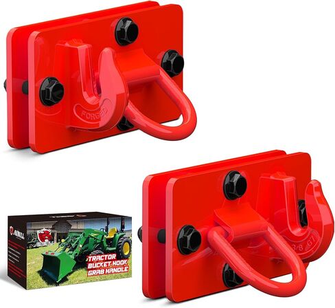 2 Pack Tractor Bucket Hooks with Tie Down Ring, Grade 70 Forged Steel Bolt On Grab Hook Tow Hook Mount with Backer Plate, Work Well for Tractor Bucket, RV, UTV, Truck, Max 15,000 lbs Black in Saudi Arabia