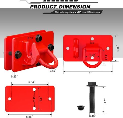 2 Pack Tractor Bucket Hooks with Tie Down Ring, Grade 70 Forged Steel Bolt On Grab Hook Tow Hook Mount with Backer Plate, Work Well for Tractor Bucket, RV, UTV, Truck, Max 15,000 lbs Black in Saudi Arabia