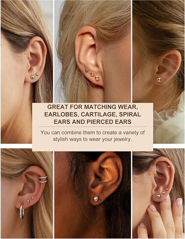 5 Pairs Pearl Earrings for Women Hypoallergenic Ball Studs Earrings Set Women 316L Surgical Steel Silver Pearl Earrings Birthday Valentines Day Gifts in Saudi Arabia