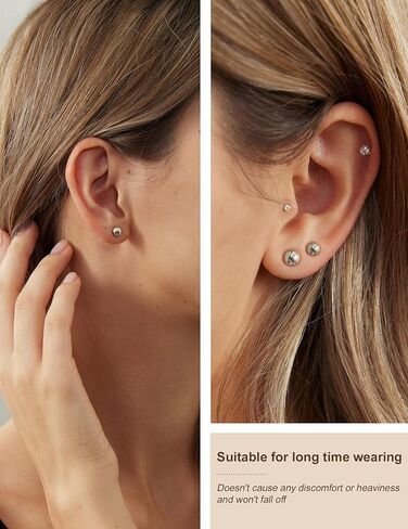 5 Pairs Pearl Earrings for Women Hypoallergenic Ball Studs Earrings Set Women 316L Surgical Steel Silver Pearl Earrings Birthday Valentines Day Gifts in Saudi Arabia