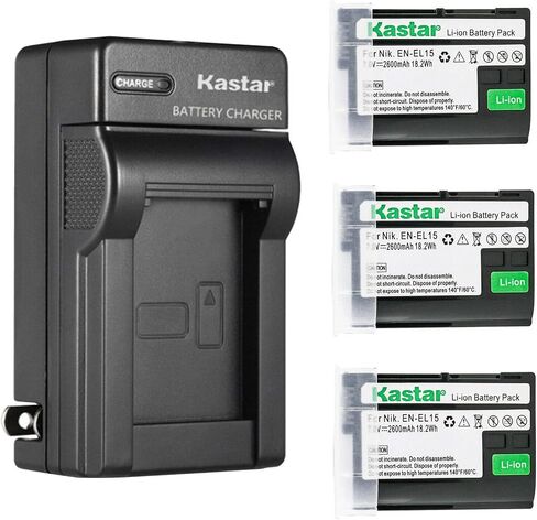 Kastar AC Wall Battery Charger Replacement for Nikon EN-EL15 EN-EL15a EN-EL15b EN-EL15e Battery, MH-25 MH-25a MH-25b Charger, Nikon MB-D11, MB-D12, MB-D14, MB-D15, MB-D16, MB-D18 Camera in Saudi Arabia