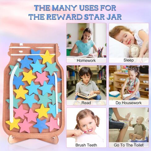 Reward Stars Jar for Kids, Incentive Jars for Boys Girls, Bulletin Board Reward Chart, Stars Reward System Jar, Lovely Potty Trainingfor Classroom Home Decor Responsibility Management Tool (03) in Saudi Arabia
