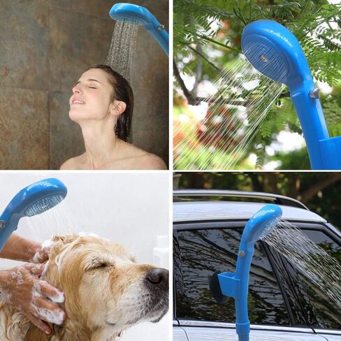 Portable Handheld Outdoor Camping Shower with Collapsible 5 Gallon Bucket(20L),Compact Pressure Shower Head Pump with 12V Car Cigarette Adapter for Camping,Hiking,Car Washing in Saudi Arabia
