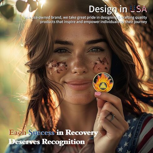 Reborn from Fire One Year Sobriety Coin - Recovery Flames 1 Year AA Coins - NA AA Chips and Medallions - 1-30 Prime Living Clean Narcotics Alcoholics Anonymous Gifts for Men Women in Kuwait