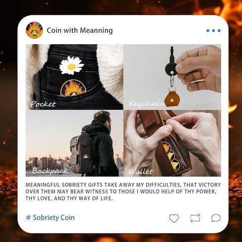 Reborn from Fire One Year Sobriety Coin - Recovery Flames 1 Year AA Coins - NA AA Chips and Medallions - 1-30 Prime Living Clean Narcotics Alcoholics Anonymous Gifts for Men Women in Kuwait