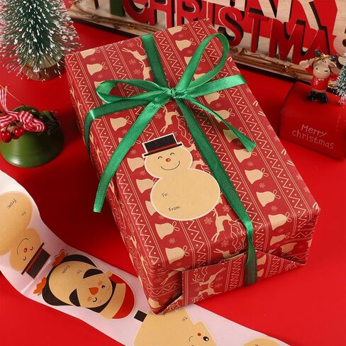 300 قطعة من ملصقات علامات هدايا عيد الميلاد، ملصقات علامات أسماء عيد الميلاد المجيد مقاس 3 × 2 بوصة من ورق الكرافت، ملصقات هدايا ذاتية اللصق لأظرف عيد الميلاد وصناديق التغليف in Kuwait