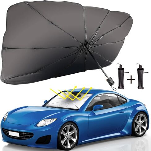 2 Pack Brella Shield for Car Windshield, Car Windshield Sun Shade Front Cover Foldable Umbrella Sunshades Heat UV Protection Fit Most Vehicles in Saudi Arabia