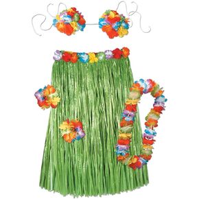 Child Hula Outfit Set Includes: Skirt, (Bikini Top, Wristlets/Anklets, Lei) Party Accessory (1 count) (1/Pkg)