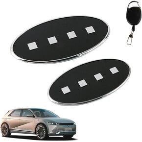Morse Code Emblem compatible with Hyundai Ioniq 5 Accessories 2022 2023 Front & Rear (Matt Black+Matt Sliver Dots)