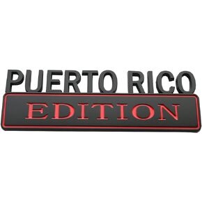 1x Puerto RICO Edition Emblem 3D Fender Badge Car Truck Decal Replacement for F150 F250 F350 Chevy Silverado 1500 2500 Chevrolet C10 C15 - 7 Inch Length (Black/Red)