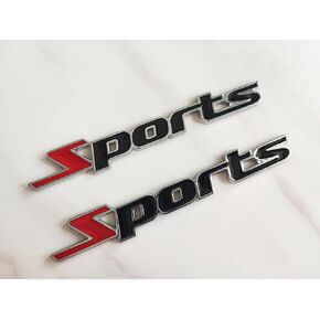 WEERSHUN 2X Sports Emblem 3D Emblem Decal Sticker Car Decoration, Suitable for Most Trucks, SUVs, Pickups (Black Red), QV01
