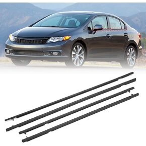 حزام مانع لتسرب الماء متوافق مع Honda Civic 2006-2011 للسائق الأمامي والخلفي الأيسر والباب الجانبي للركاب الأيمن باللون الأسود