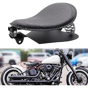 مقعد منفرد من الجلد للدراجات النارية مع مجموعة دعامات لوحة قاعدة زنبركية متوافقة مع Harley Honda Yamaha Kawasaki سوزوكي Sportster Bobber Chopper مخصص (أسود) in Kuwait
